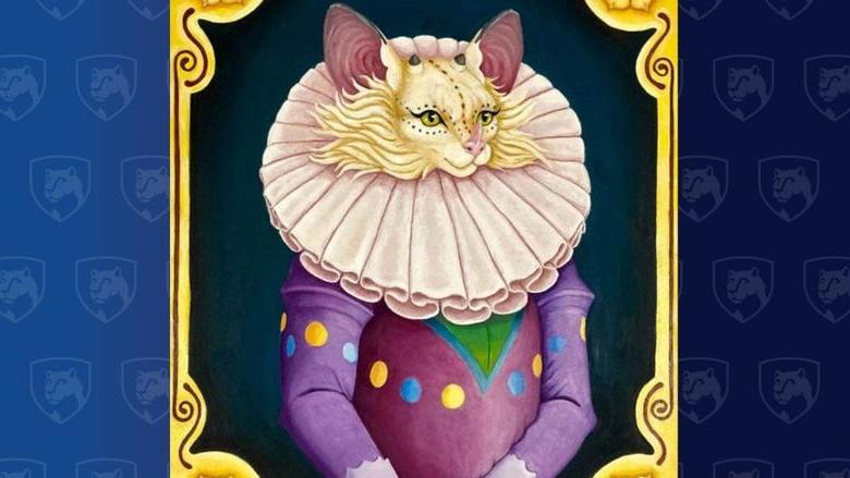 Painting of a cat dressed like royalty